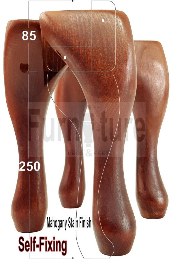 4 Wooden Traditional Queen Anne Furniture Legs 250mm Sofa Chair Beds (Self-Fix) - Image 35