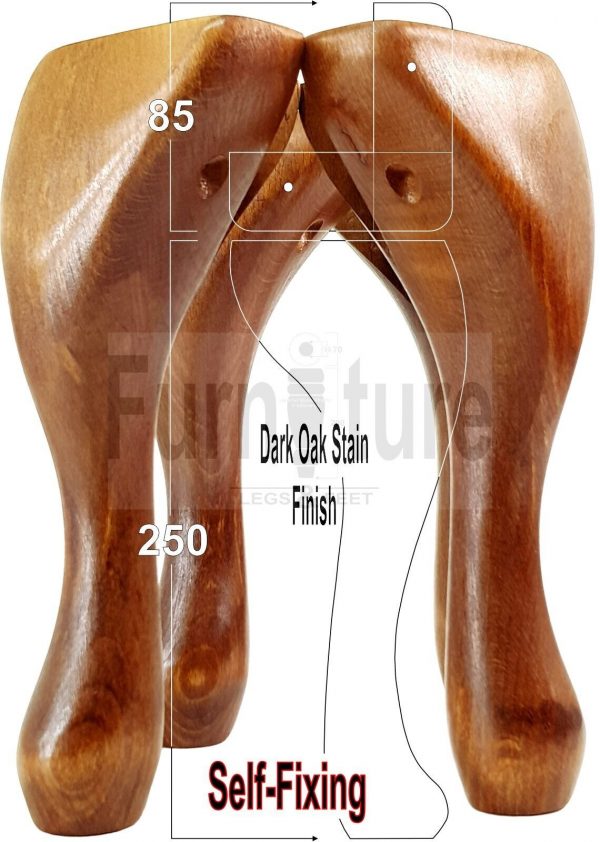 4 Wooden Traditional Queen Anne Furniture Legs 250mm Sofa Chair Beds (Self-Fix) - Image 27