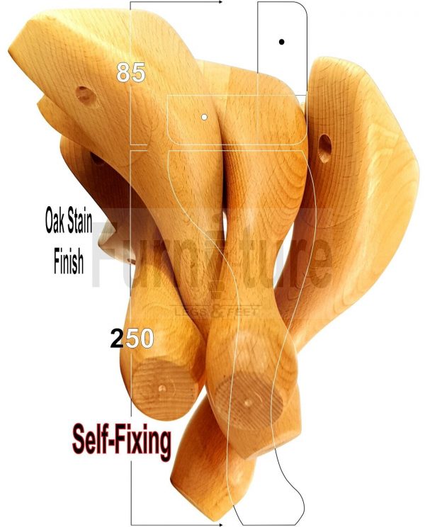 4 Wooden Traditional Queen Anne Furniture Legs 250mm Sofa Chair Beds (Self-Fix) - Image 37