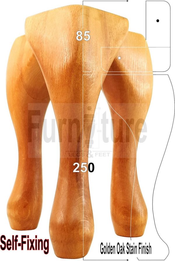 4 Wooden Traditional Queen Anne Furniture Legs 250mm Sofa Chair Beds (Self-Fix) - Image 34