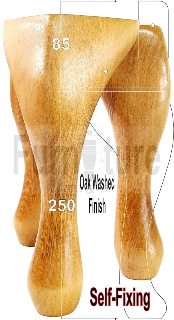 4 Wooden Traditional Queen Anne Furniture Legs 250mm Sofa Chair Beds (Self-Fix) - Image 26