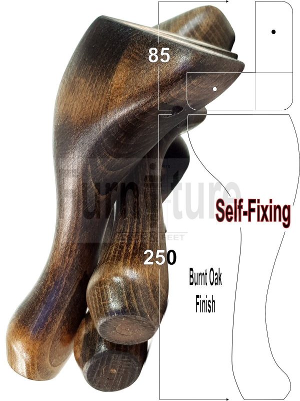 4 Wooden Traditional Queen Anne Furniture Legs 250mm Sofa Chair Beds (Self-Fix) - Image 42