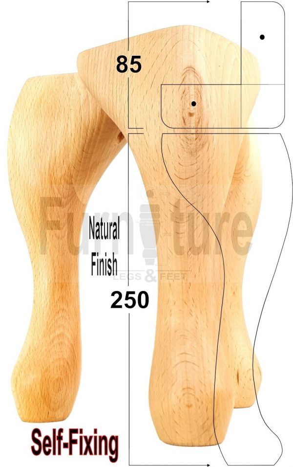 4 Wooden Traditional Queen Anne Furniture Legs 250mm Sofa Chair Beds (Self-Fix) - Image 24