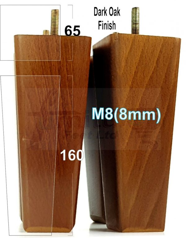4x BLOCK WOODEN SOFA LEGS 160mm High CHAIR REPLACEMENT FURNITURE FEET M8(8mm) - Image 6