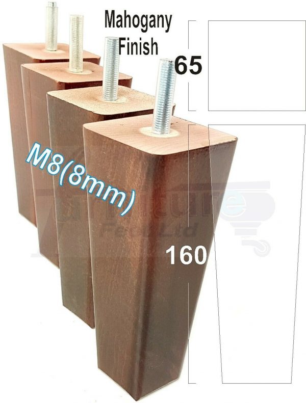 4x BLOCK WOODEN SOFA LEGS 160mm High CHAIR REPLACEMENT FURNITURE FEET M8(8mm) - Image 12