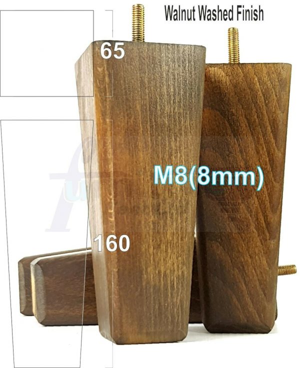 4x BLOCK WOODEN SOFA LEGS 160mm High CHAIR REPLACEMENT FURNITURE FEET M8(8mm) - Image 9