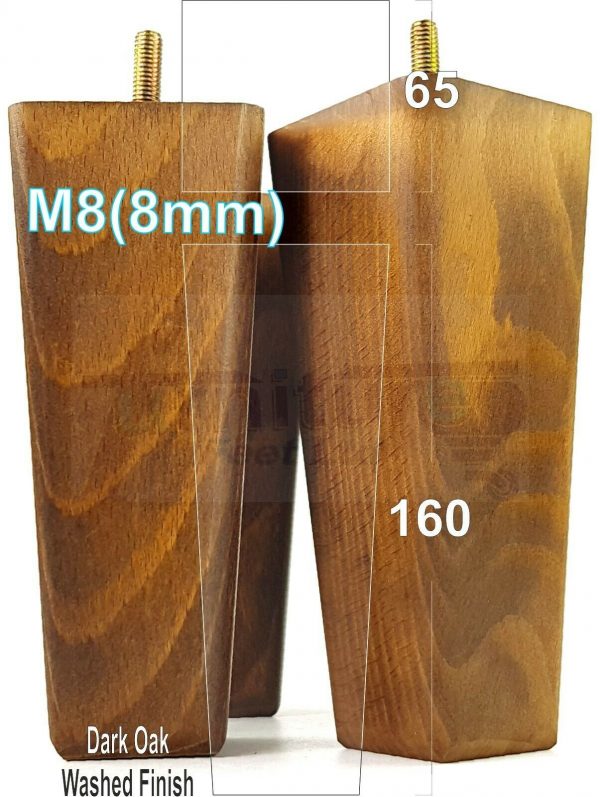 4x BLOCK WOODEN SOFA LEGS 160mm High CHAIR REPLACEMENT FURNITURE FEET M8(8mm) - Image 7