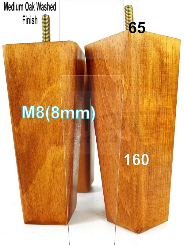 4x BLOCK WOODEN SOFA LEGS 160mm High CHAIR REPLACEMENT FURNITURE FEET M8(8mm) - Image 11