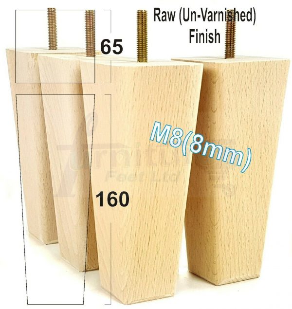4x BLOCK WOODEN SOFA LEGS 160mm High CHAIR REPLACEMENT FURNITURE FEET M8(8mm) - Image 14