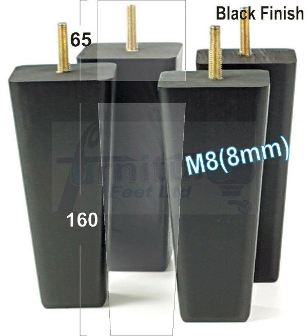 4x BLOCK WOODEN SOFA LEGS 160mm High CHAIR REPLACEMENT FURNITURE FEET M8(8mm) - Image 5