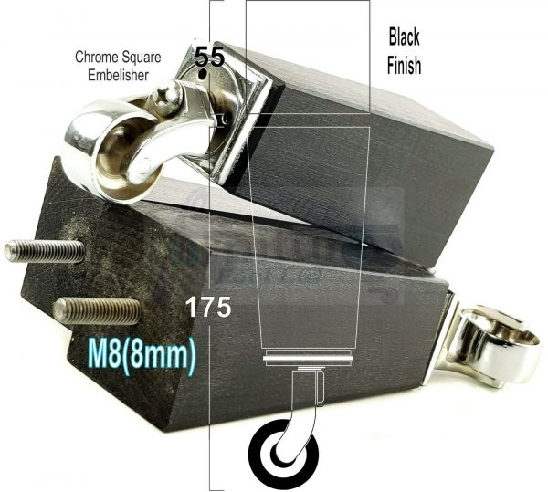 4x CHROME CASTOR LEGS 175mm High CHAIR REPLACEMENT SETTEE FURNITURE FEET M8(8mm) - Image 14