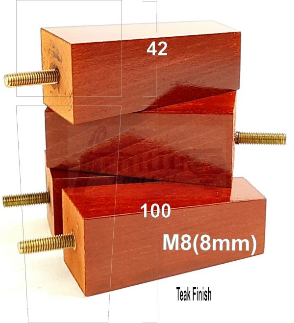 4x REPLACEMENT BLOCK WOOD SETTEE LEGS 100mm High SOFA FURNITURE FEET M8(8mm) - Image 26