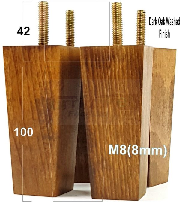 4x REPLACEMENT BLOCK WOOD SETTEE LEGS 100mm High SOFA FURNITURE FEET M8(8mm) - Image 16