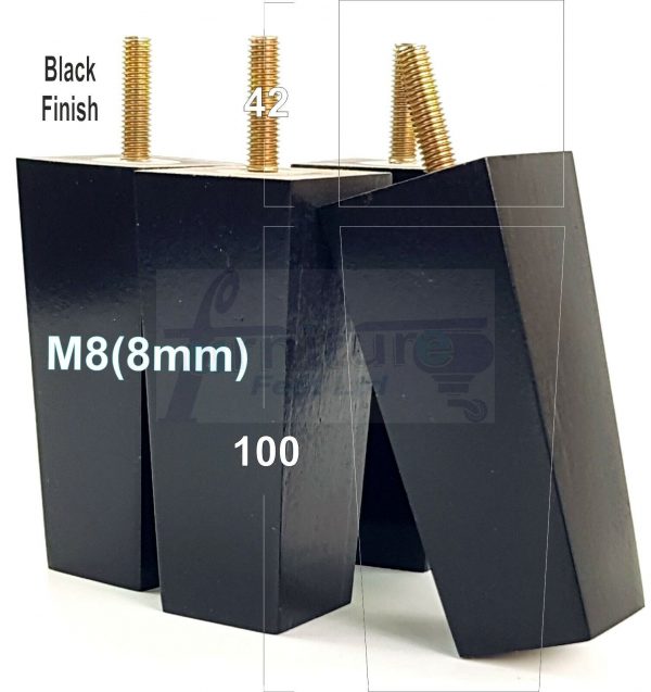 4x REPLACEMENT BLOCK WOOD SETTEE LEGS 100mm High SOFA FURNITURE FEET M8(8mm) - Image 13