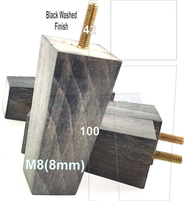 4x REPLACEMENT BLOCK WOOD SETTEE LEGS 100mm High SOFA FURNITURE FEET M8(8mm) - Image 14