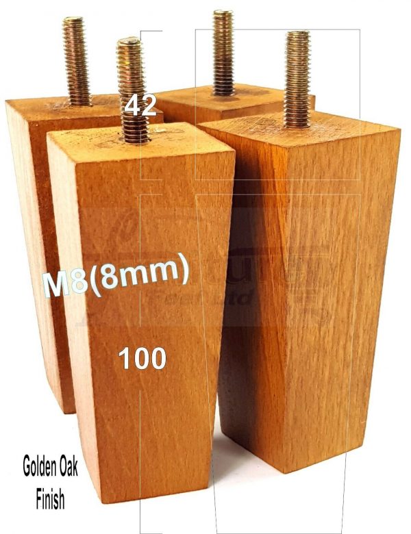 4x REPLACEMENT BLOCK WOOD SETTEE LEGS 100mm High SOFA FURNITURE FEET M8(8mm) - Image 19