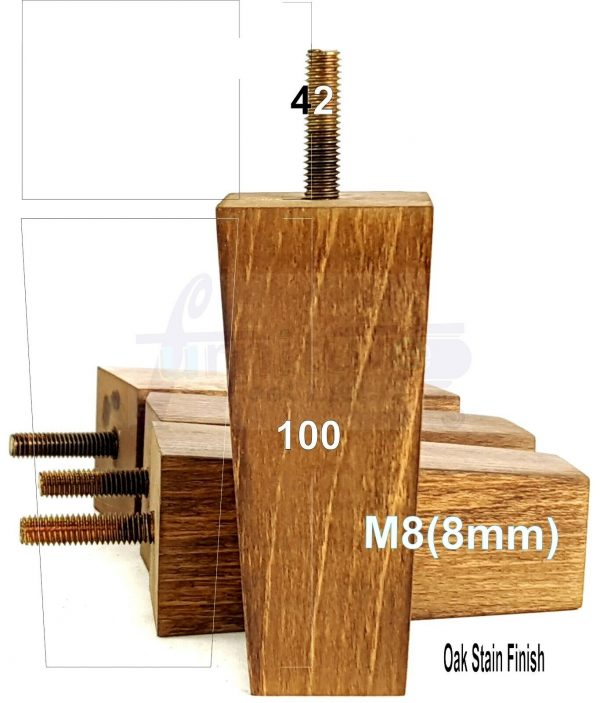 4x REPLACEMENT BLOCK WOOD SETTEE LEGS 100mm High SOFA FURNITURE FEET M8(8mm) - Image 17