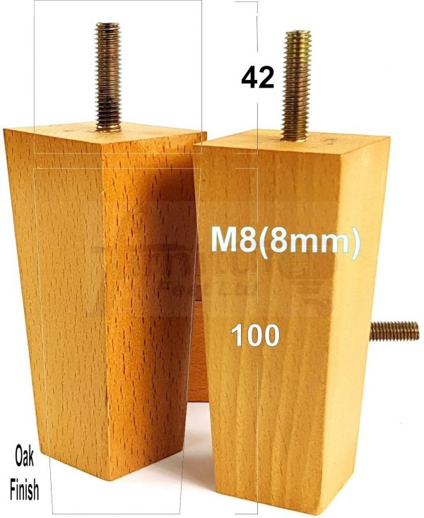 4x REPLACEMENT BLOCK WOOD SETTEE LEGS 100mm High SOFA FURNITURE FEET M8(8mm) - Image 24