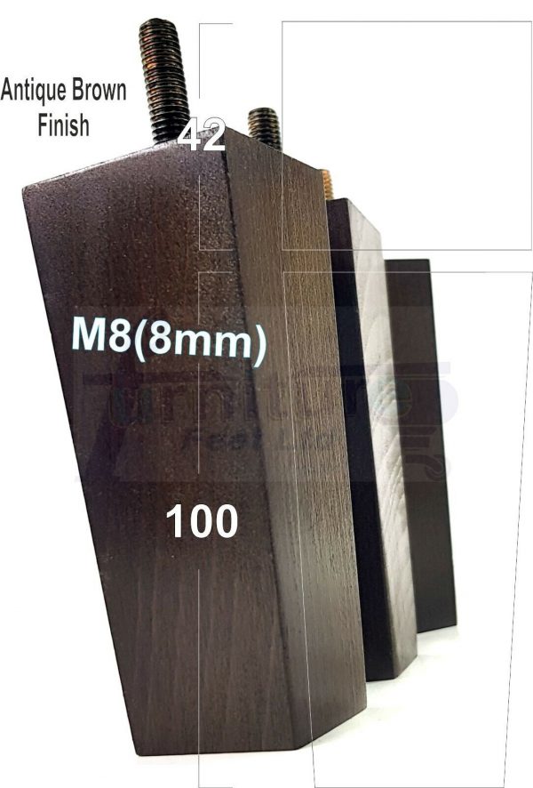 4x REPLACEMENT BLOCK WOOD SETTEE LEGS 100mm High SOFA FURNITURE FEET M8(8mm) - Image 11