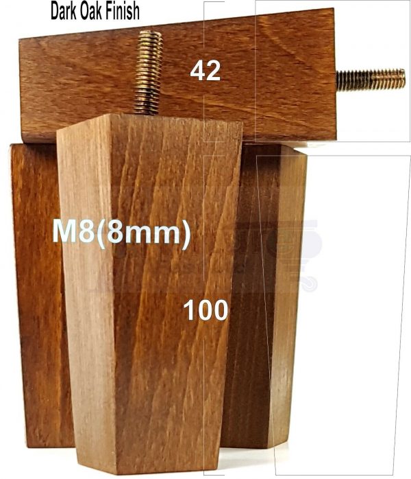 4x REPLACEMENT BLOCK WOOD SETTEE LEGS 100mm High SOFA FURNITURE FEET M8(8mm) - Image 15