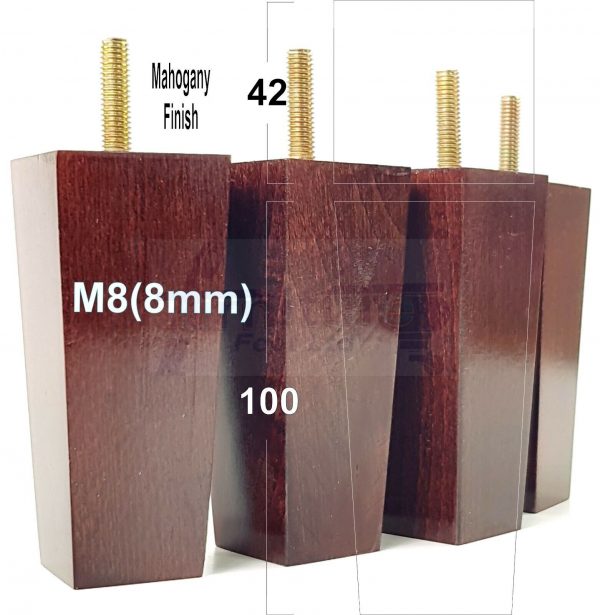 4x REPLACEMENT BLOCK WOOD SETTEE LEGS 100mm High SOFA FURNITURE FEET M8(8mm) - Image 21