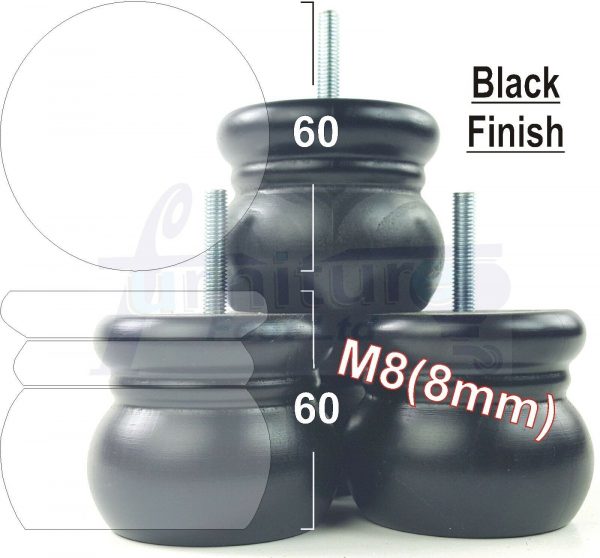 4x REPLACEMENT SOLID WOODEN FURNITURE SOFA LEGS M8(8mm) SETTEE FEET 60mm HIGH - Image 13