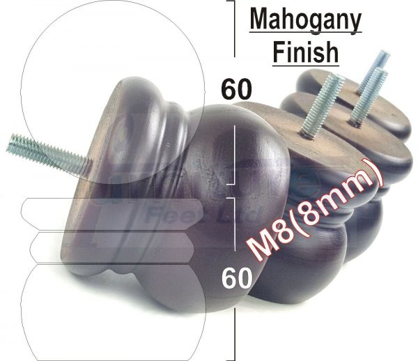 4x REPLACEMENT SOLID WOODEN FURNITURE SOFA LEGS M8(8mm) SETTEE FEET 60mm HIGH - Image 15