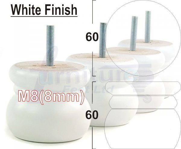 4x REPLACEMENT SOLID WOODEN FURNITURE SOFA LEGS M8(8mm) SETTEE FEET 60mm HIGH - Image 19