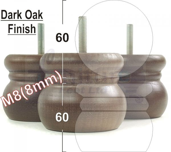 4x REPLACEMENT SOLID WOODEN FURNITURE SOFA LEGS M8(8mm) SETTEE FEET 60mm HIGH - Image 14