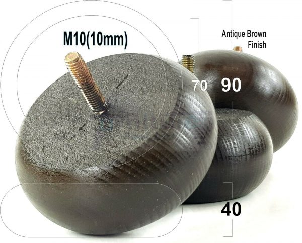 4x REPLACEMENT WOOD FURNITURE SOFA LEGS M10(10mm) CHAIR - SETTEE FEET 40mm HIGH - Image 13