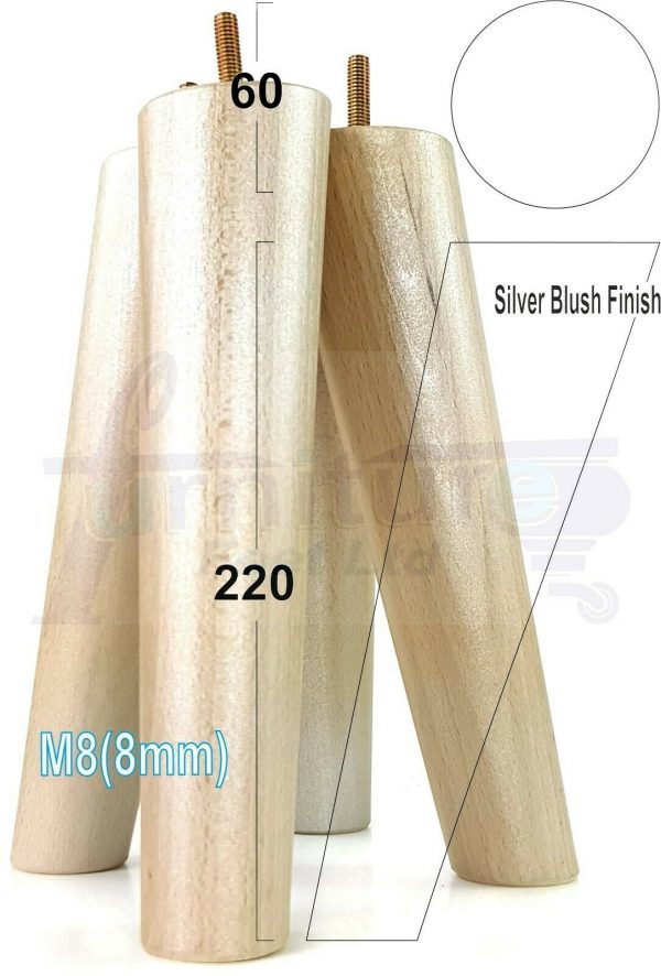 4x SOLID WOOD ANGLED SETTEE LEGS 220mm High FURNITURE REPLACEMENT FEET M8(8mm) - Image 34