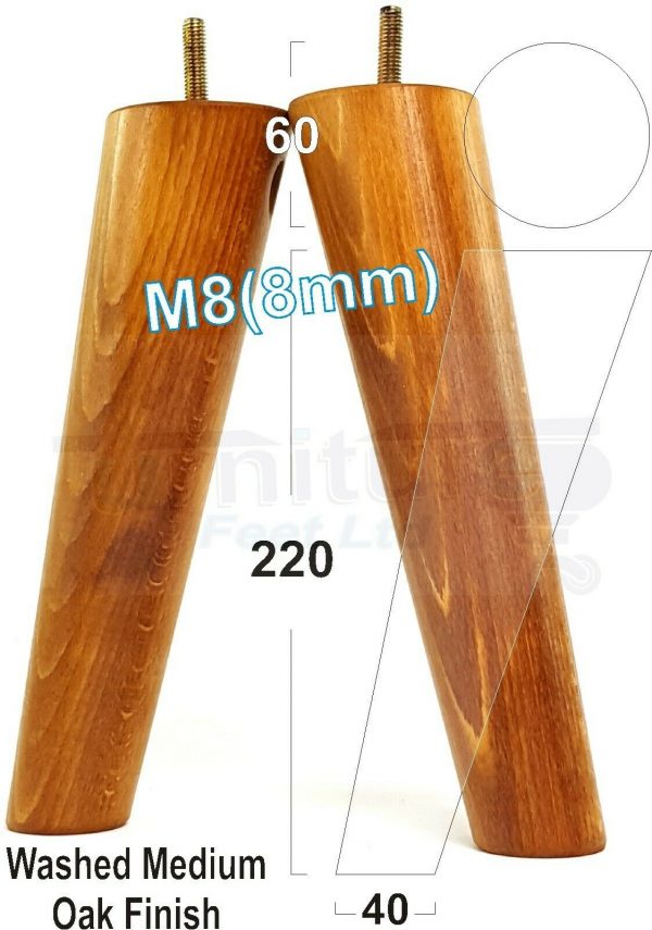 4x SOLID WOOD ANGLED SETTEE LEGS 220mm High FURNITURE REPLACEMENT FEET M8(8mm) - Image 23