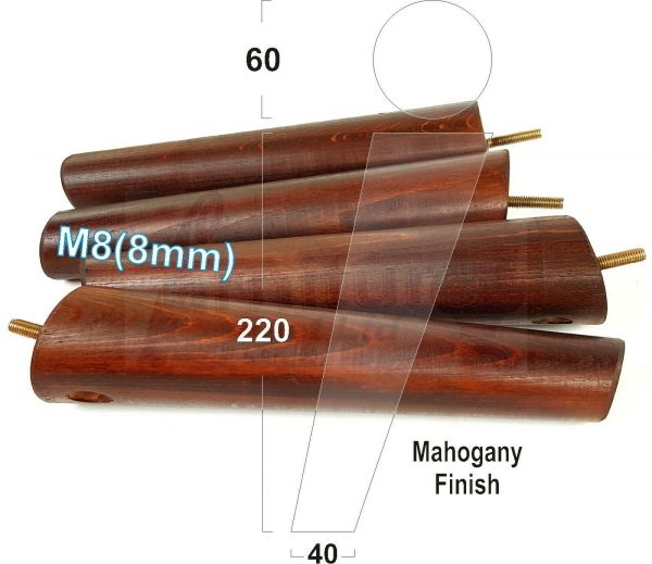 4x SOLID WOOD ANGLED SETTEE LEGS 220mm High FURNITURE REPLACEMENT FEET M8(8mm) - Image 25
