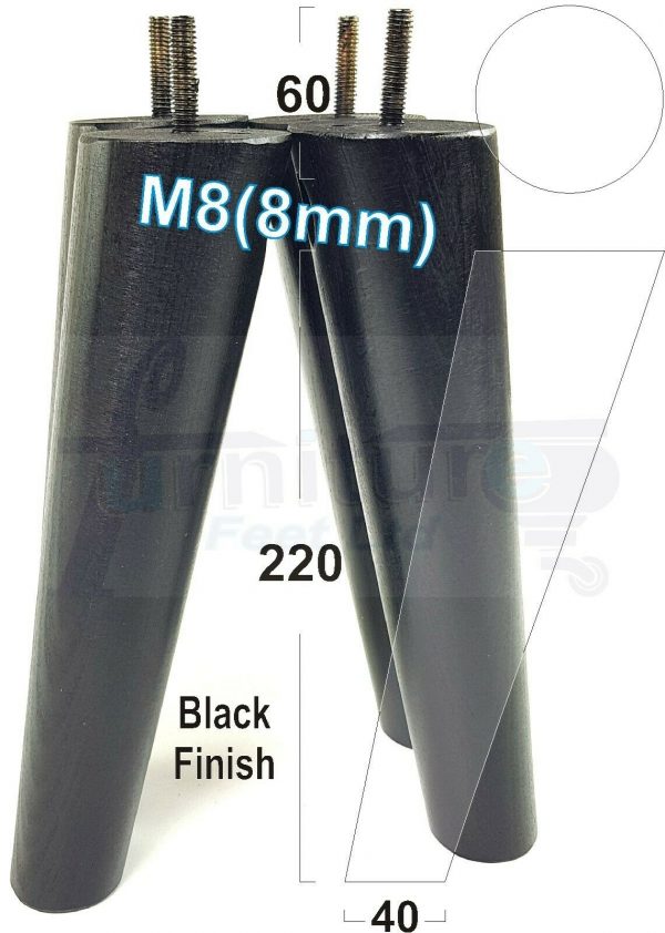 4x SOLID WOOD ANGLED SETTEE LEGS 220mm High FURNITURE REPLACEMENT FEET M8(8mm) - Image 15