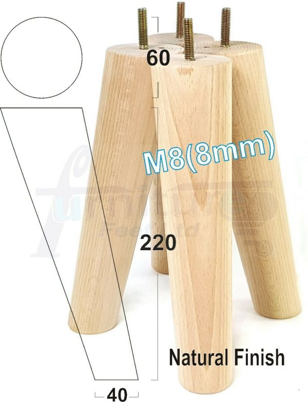 4x SOLID WOOD ANGLED SETTEE LEGS 220mm High FURNITURE REPLACEMENT FEET M8(8mm) - Image 26