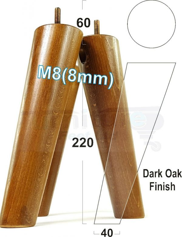 4x SOLID WOOD ANGLED SETTEE LEGS 220mm High FURNITURE REPLACEMENT FEET M8(8mm) - Image 17