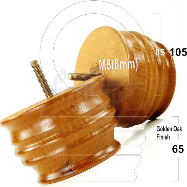 4x SOLID WOOD FURNITURE LEGS M8(8mm) CHAIR, SOFA REPLACEMENT BUN FEET 65mm HIGH - Image 21