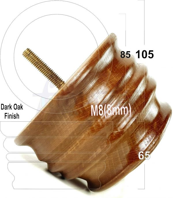 4x SOLID WOOD FURNITURE LEGS M8(8mm) CHAIR, SOFA REPLACEMENT BUN FEET 65mm HIGH - Image 17