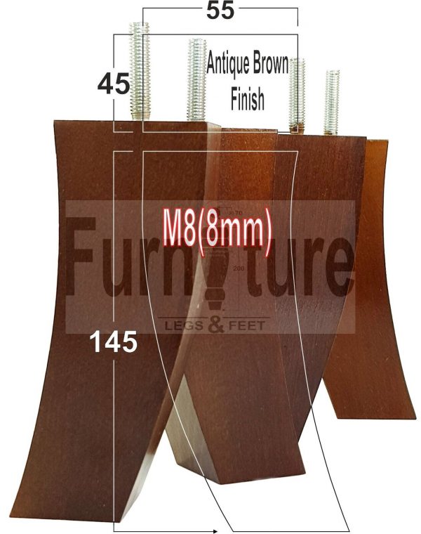 4x Solid Wood Curved Furniture Sofa, Couch Legs M8 Chair, Settee Feet 145mm High - Image 13