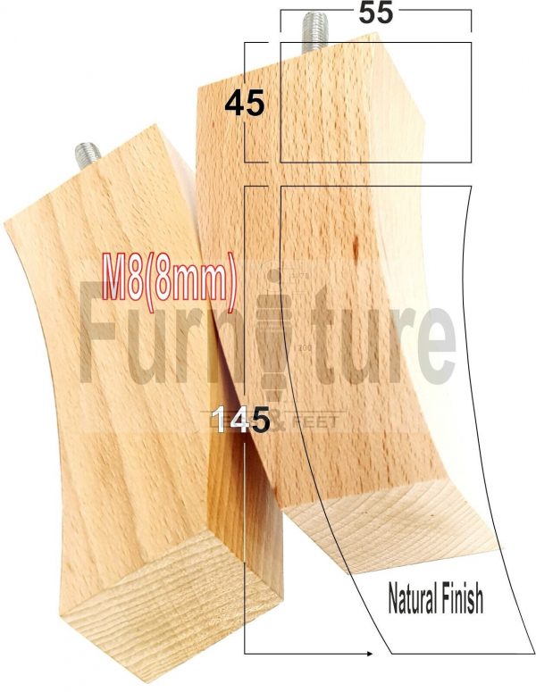 4x Solid Wood Curved Furniture Sofa, Couch Legs M8 Chair, Settee Feet 145mm High - Image 23