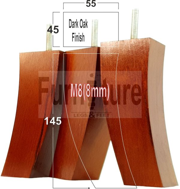 4x Solid Wood Curved Furniture Sofa, Couch Legs M8 Chair, Settee Feet 145mm High - Image 17