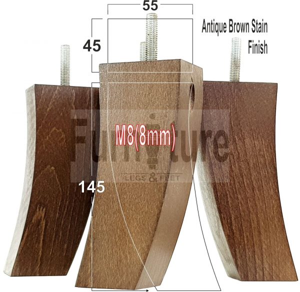 4x Solid Wood Curved Furniture Sofa, Couch Legs M8 Chair, Settee Feet 145mm High - Image 14