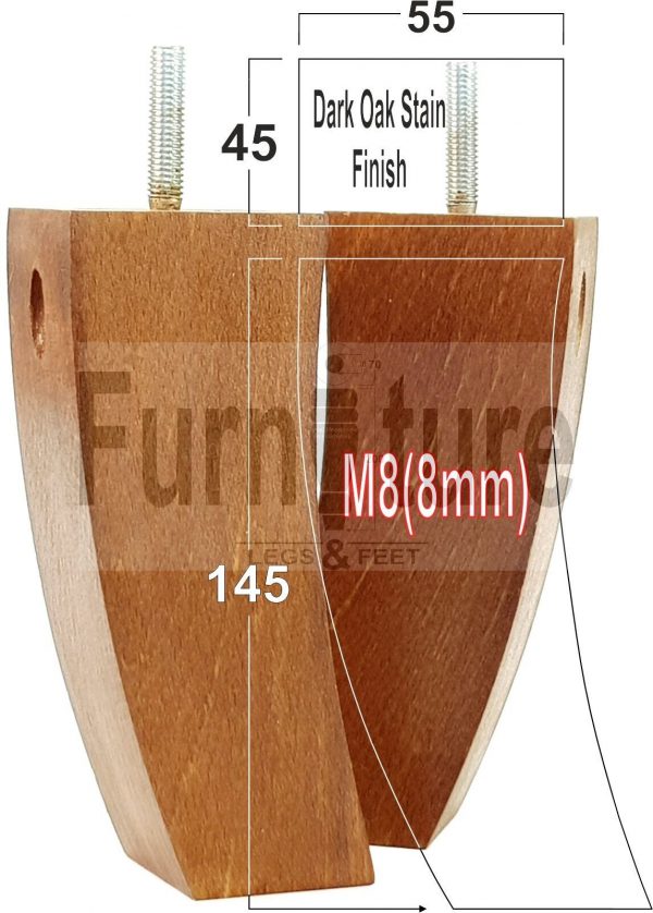 4x Solid Wood Curved Furniture Sofa, Couch Legs M8 Chair, Settee Feet 145mm High - Image 26