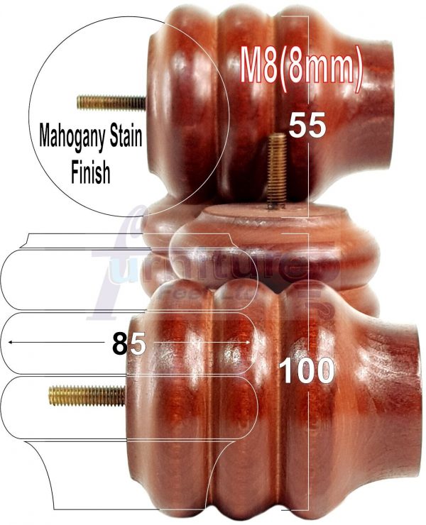 4x Solid Wood Turned Furniture Feet Sofa Legs 100mm High for Chairs, Settees M8 - Image 31