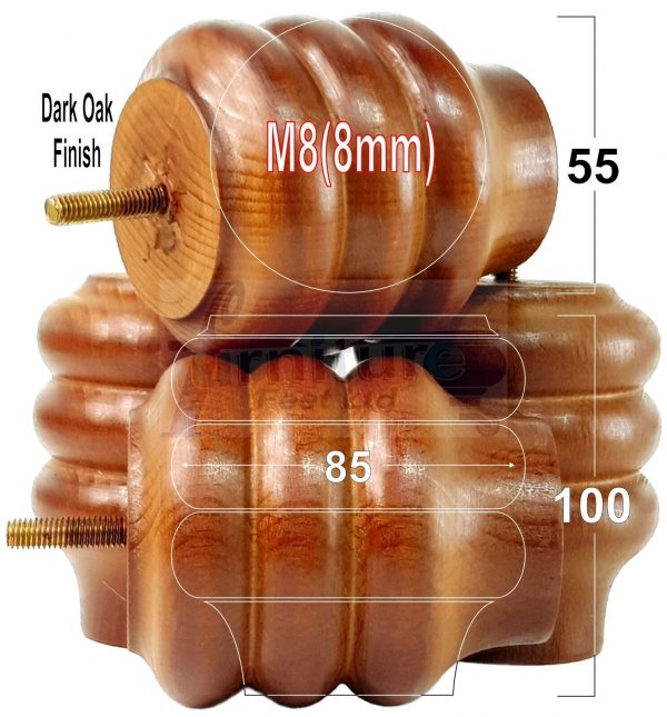 4x Solid Wood Turned Furniture Feet Sofa Legs 100mm High for Chairs, Settees M8 - Image 15