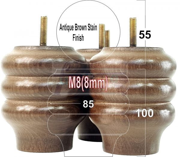 4x Solid Wood Turned Furniture Feet Sofa Legs 100mm High for Chairs, Settees M8 - Image 12