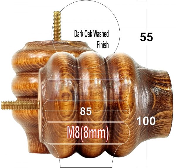 4x Solid Wood Turned Furniture Feet Sofa Legs 100mm High for Chairs, Settees M8 - Image 16