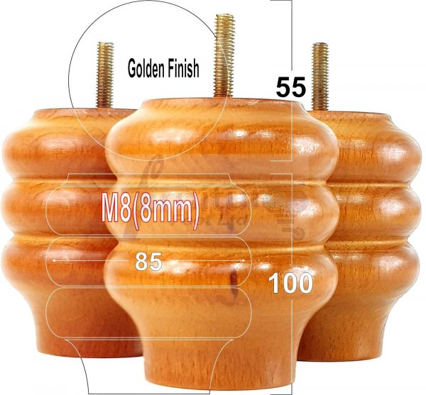 4x Solid Wood Turned Furniture Feet Sofa Legs 100mm High for Chairs, Settees M8 - Image 18