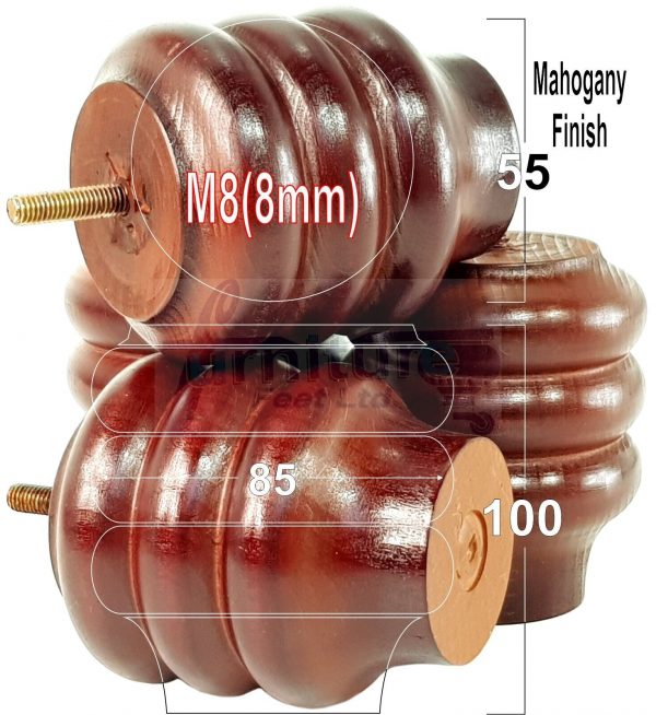 4x Solid Wood Turned Furniture Feet Sofa Legs 100mm High for Chairs, Settees M8 - Image 19