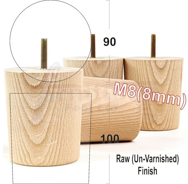 4x WOOD FURNITURE CHAIR LEGS M8(8mm) REPLACEMENT SOFA / SETTEE FEET 100mm HIGH - Image 22